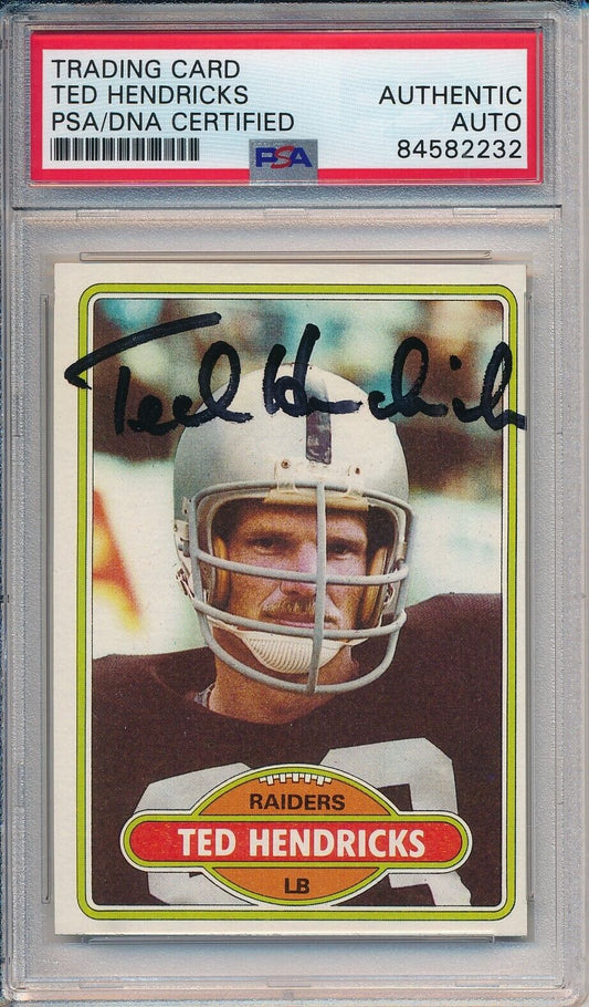 Ted Hendricks HOF Signed/Auto 1980 TOPPS Card #489 Oakland Raiders PSA/DNA