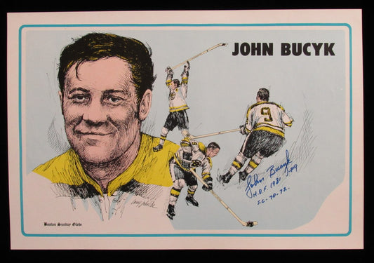 John Bucyk HOF Signed/Inscribed 1971 Boston Sunday Globe 14x22 Premium 186161