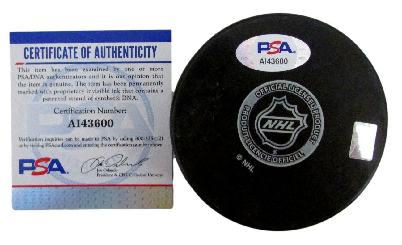 John Bucyk HOF Signed/Inscribed Boston Bruins Hockey Puck PSA/DNA 158612