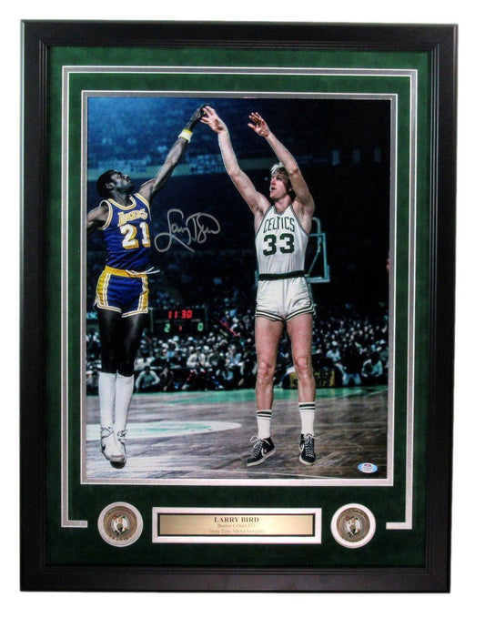 Larry Bird HOF.Autographed 16x20 Photo Boston Celtics Framed PSA/DNA 179680