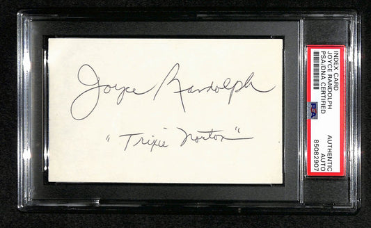 Joyce Randolph Signed/Inscr 3x5 Index Card "Honeymooners-Trixie" PSA/DNA 184318