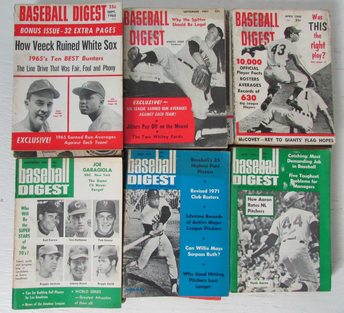 Lot of 36 Baseball Digest '60(5) '61(7)'62(3) '65-'67(4) '71(4) '72(8)  147003