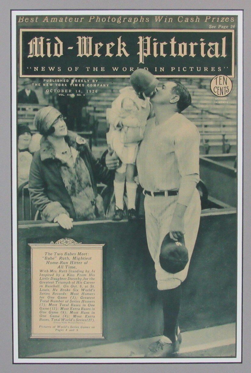 Mid-Week Pictorial Newspaper Oct 14, 1926 Babe Ruth New York Yankees Framed