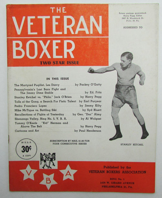 Two Star Issue 1949 The Veteran Boxer Magazine Stanley Ketchel on Cover 167682