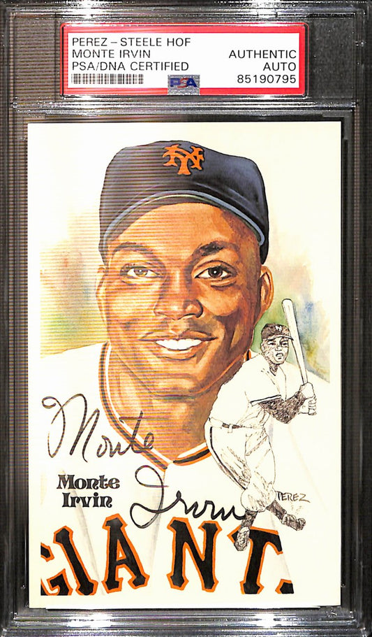 Monte Irvin HOF Signed 1985 Perez Steele Postcard NY Giants PSA/DNA 187425
