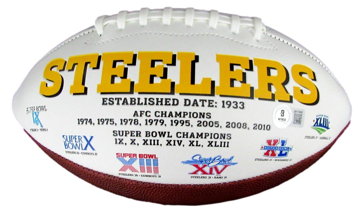 Jack Ham HOF Signed/Inscribed White Steelers Logo Football Becket Witness 192380