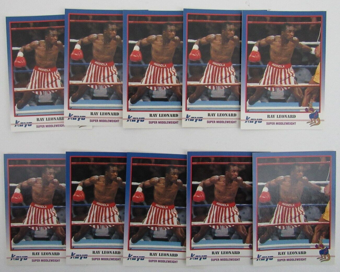Lot of 10 Ray Leonard Boxer 1991 Kayo Trading Cards #090 158137