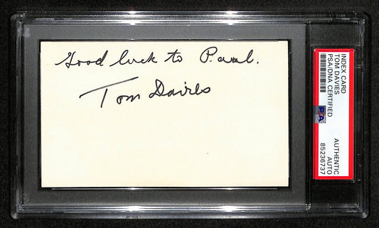 Tom Davies CFB HOF Signed 3x5 Index Card Pitt Panthers RARE PSA/DNA 189028