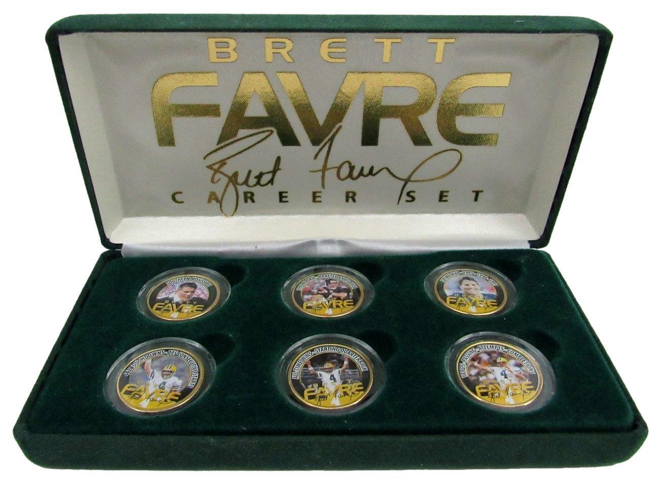 Brett Favre U.S Statehood Quarter Set Official Retirement HOF Packers NFL 24KT