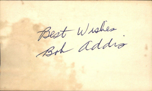 Bob Addis Chicago Cubs d.2016 Signed/Autographed 3x5 Index Card 162640