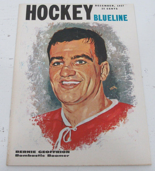 Hockey Blueline Magazine, December 1957 Bernie Geoffrion Cover.  143179