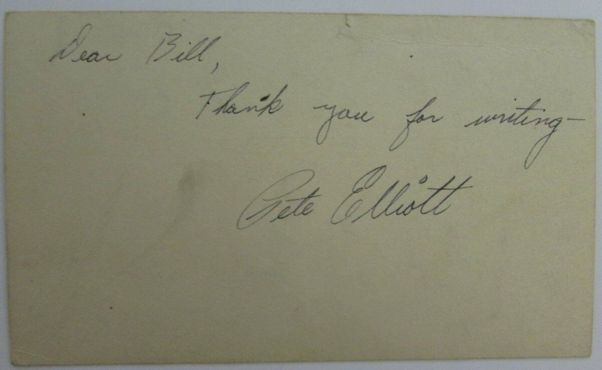 Pete Elliott Head Coach Nebraska/Cal/Miami Signed 1949 GPC Postcard 144796