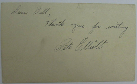 Pete Elliott Head Coach Nebraska/Cal/Miami Signed 1949 GPC Postcard 144796