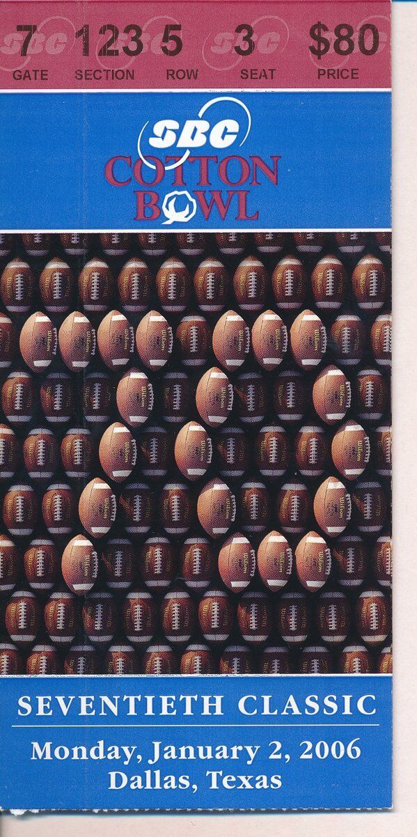 2006 Cotton Bowl Game Ticket Stub Alabama Crimson Tide vs. Texas Tech 137094