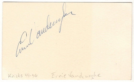 Ernie Vandeweghe Signed/Auto 3x5 Vintage Index Card NY Knicks d.2014 129894