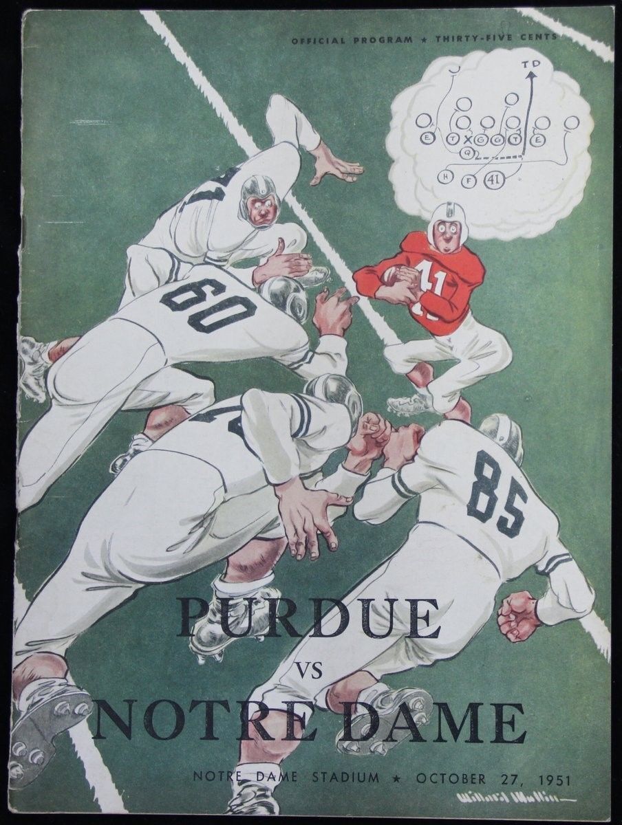 Vintage 10-27-1951 Purdue At Notre Dame Fighting Irish Official Program 127728