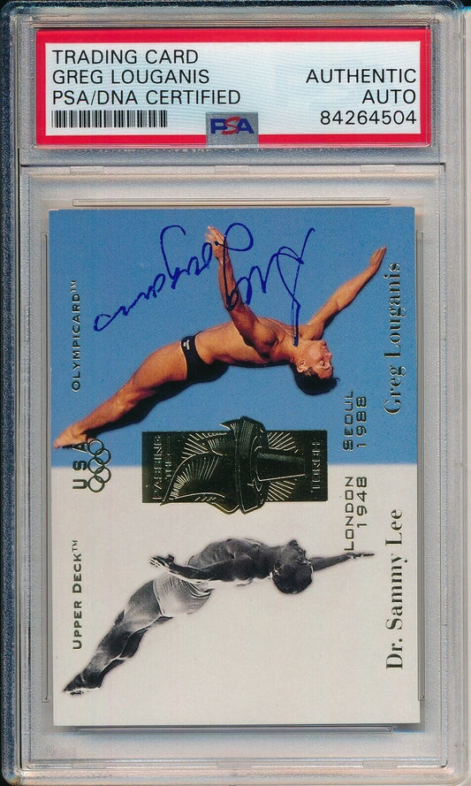 Lee / Louganis Olympic Champs Signed/Auto 1996 UD Card #131 PSA/DNA 156712