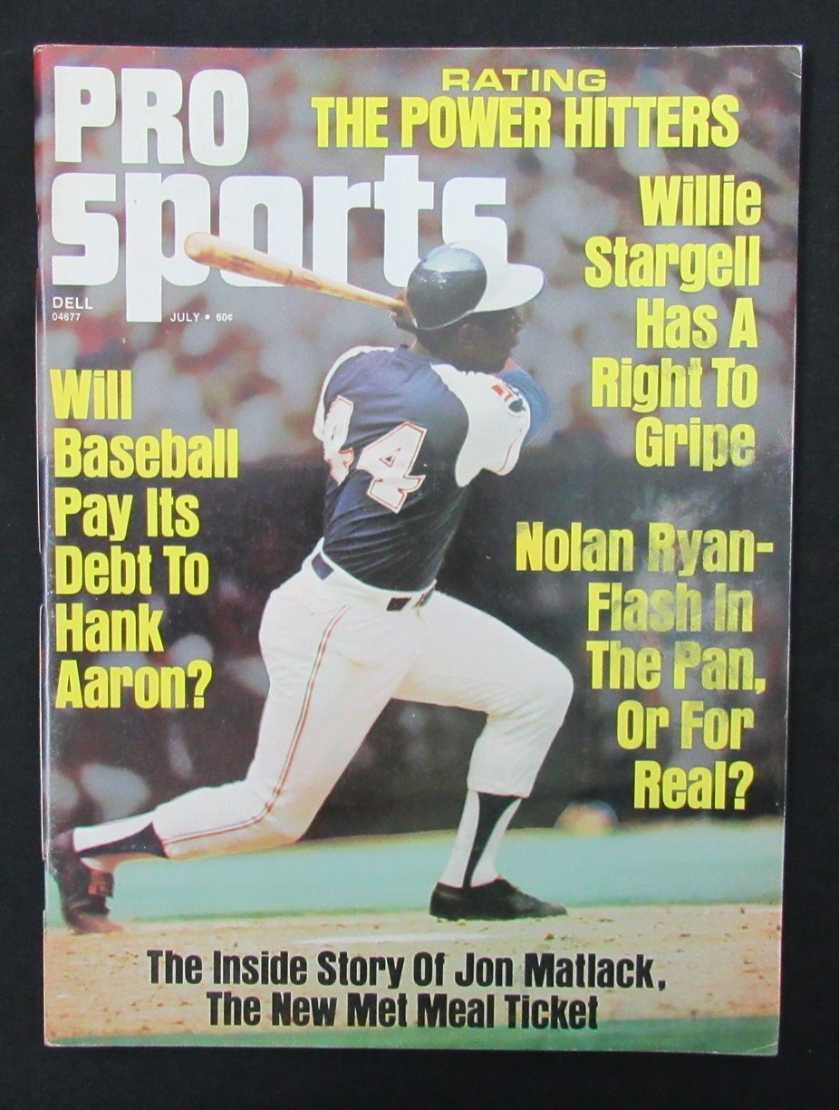 July 1974 Pro Sports Magazine Hank Aaron HOF Atlanta Braves HOF Cover  185561