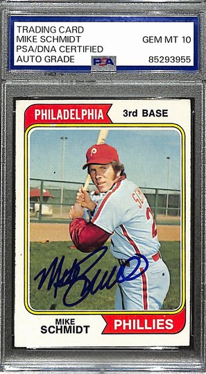 1974 Topps Mike Schmidt Phillies #283 Card Signed PSA/DNA GEM MINT 10 187937