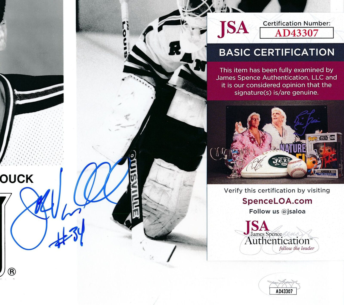 John Vanbiesbrouck Autographed 8x10 Photo New York Rangers JSA