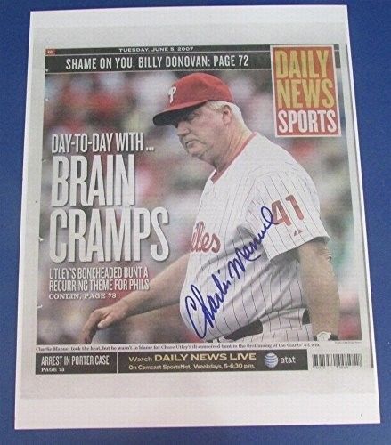 Charlie Manuel Phillies Signed 11X14 Daily News Print 6-5-2007 123201