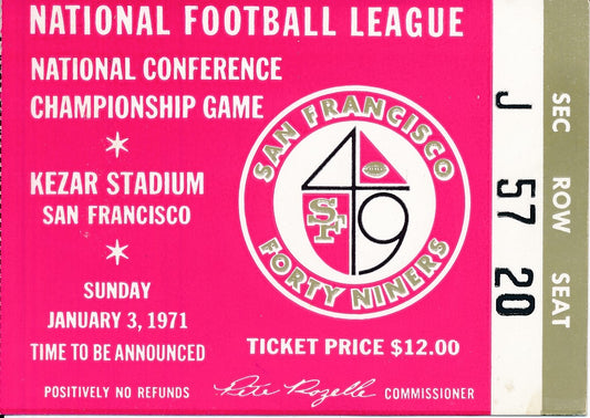 January 3, 1971 NFC Championship Game Ticket Stub 49ers vs. Cowboys 184969