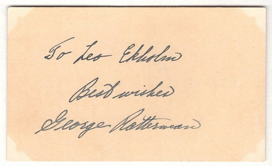 George Ratterman Signed/Autographed 3x5 Vintage Index Card Clev. Browns 129876