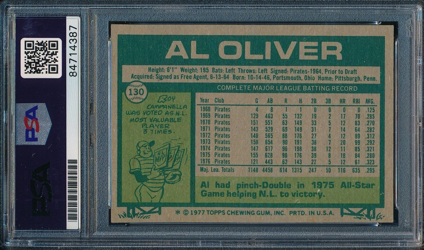 1977 TOPPS Al Oliver #130 Card Signed Pittsburgh Pirates PSA/DNA 176399