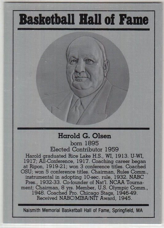 1986-2002 Basketball Hall of Fame Metallic HAROLD G. OLSON Series 12 128795