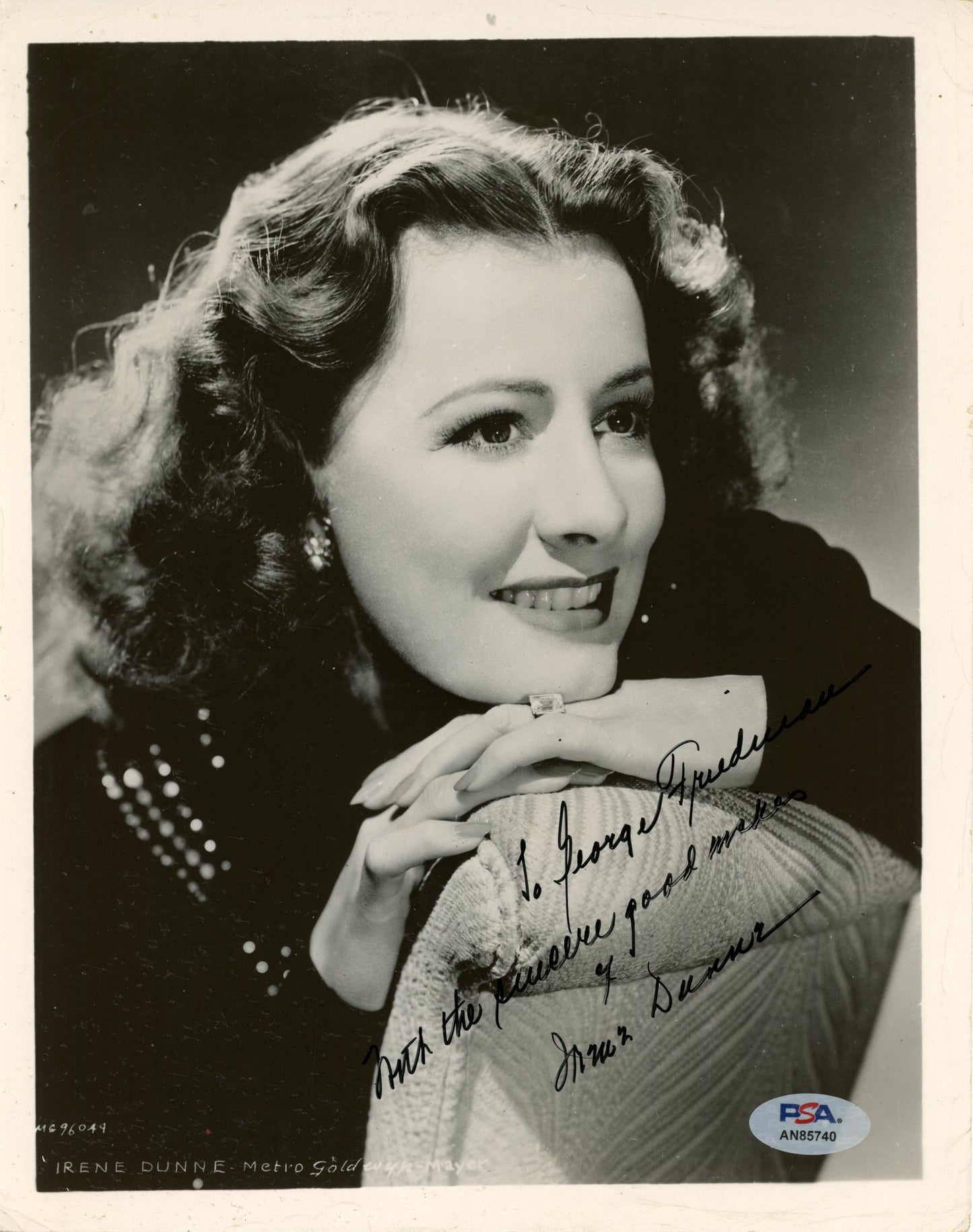 Irene Dunne Signed/Inscribed 8x10 B/W Photo Actress PSA/DNA 192055