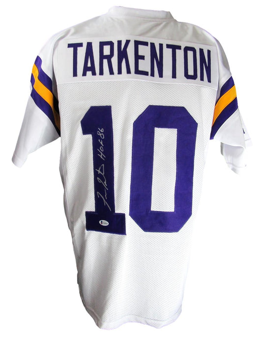 Fran Tarkenton HOF Signed/Inscr Vikings Custom Football Jersey Beckett 159304