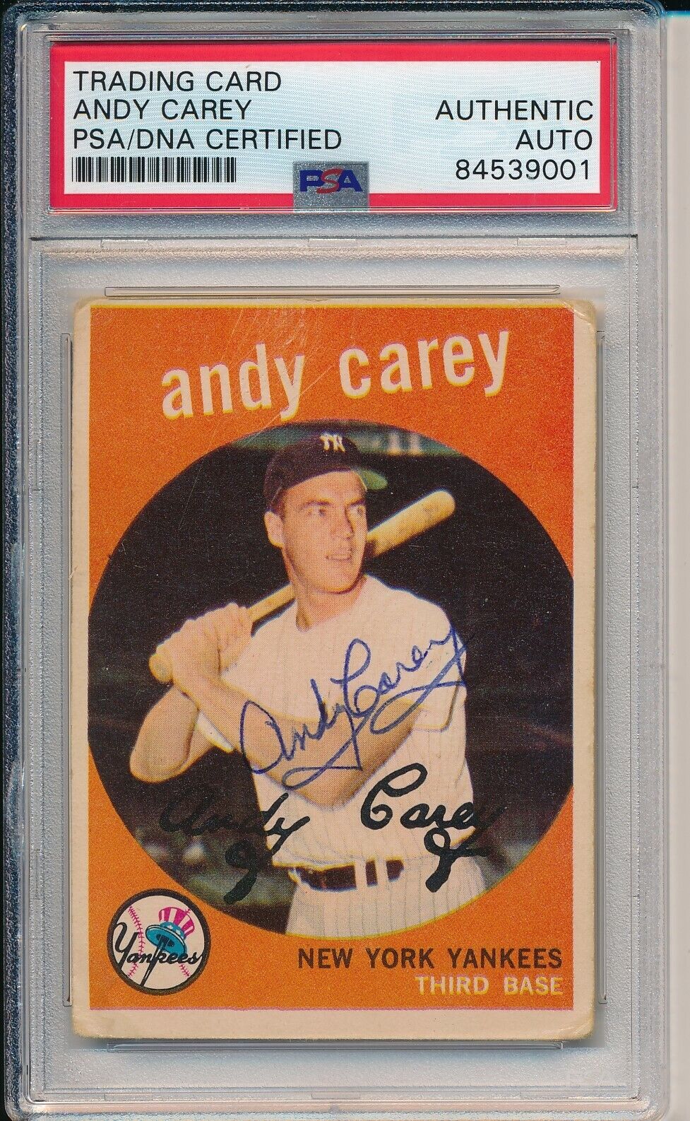 Andy Carey Yankees Signed/Autographed 1959 TOPPS Card #45 PSA/DNA 166638