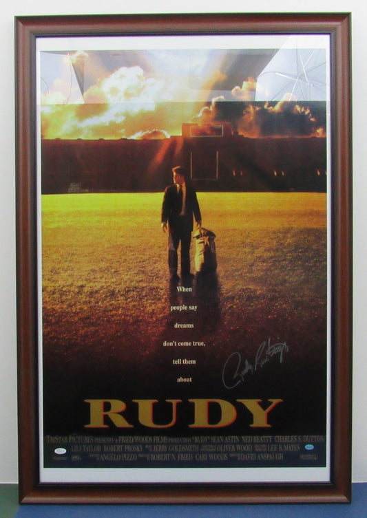 Rudy Ruettiger Autographed Full Size "Rudy" Movie Poster Framed