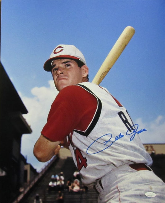 Pete Rose Cincinnati Reds Autographed/Signed 16x20 Photo JSA 189709