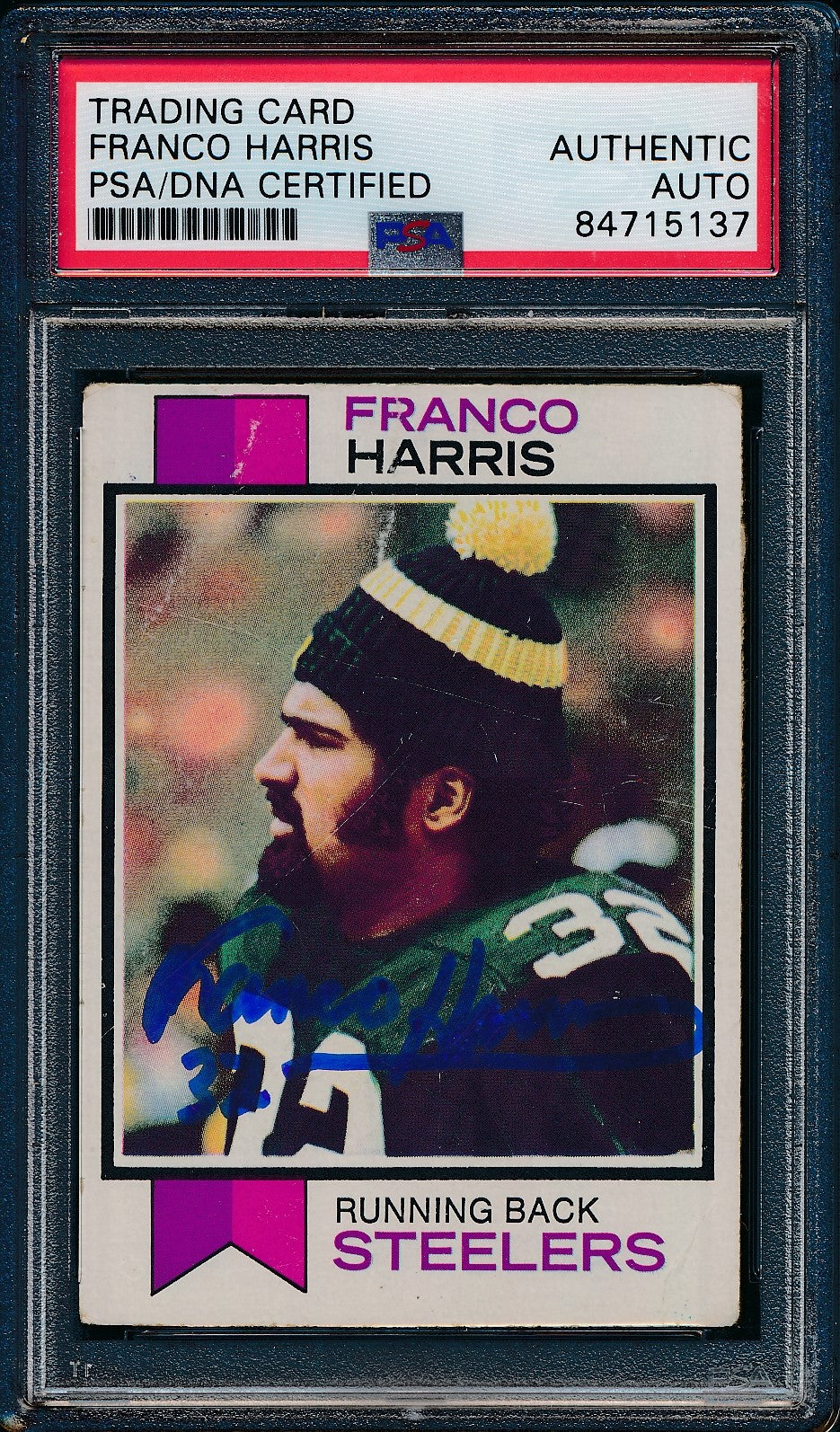 1973 TOPPS Rookie Franco Harris HOF #89 Card Signed Steelers PSA/DNA 176344