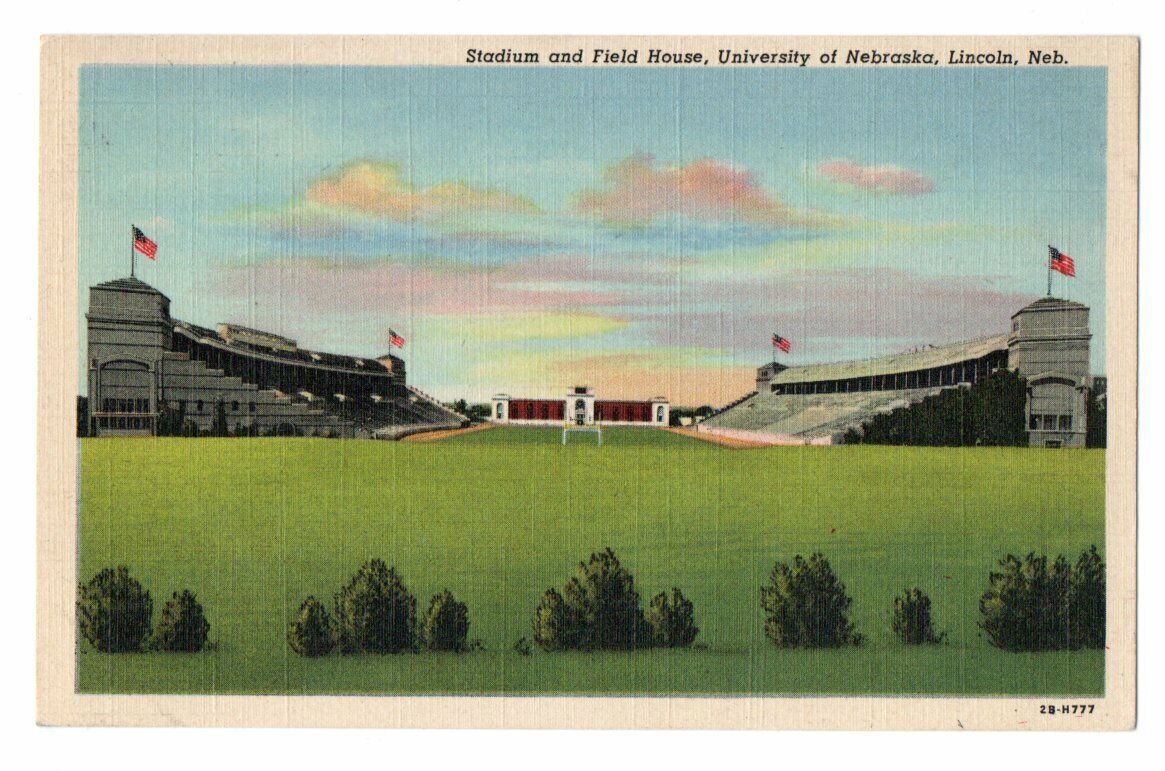 1944 Linen Postcard of University of Nebraska Stadium & Field House 143639