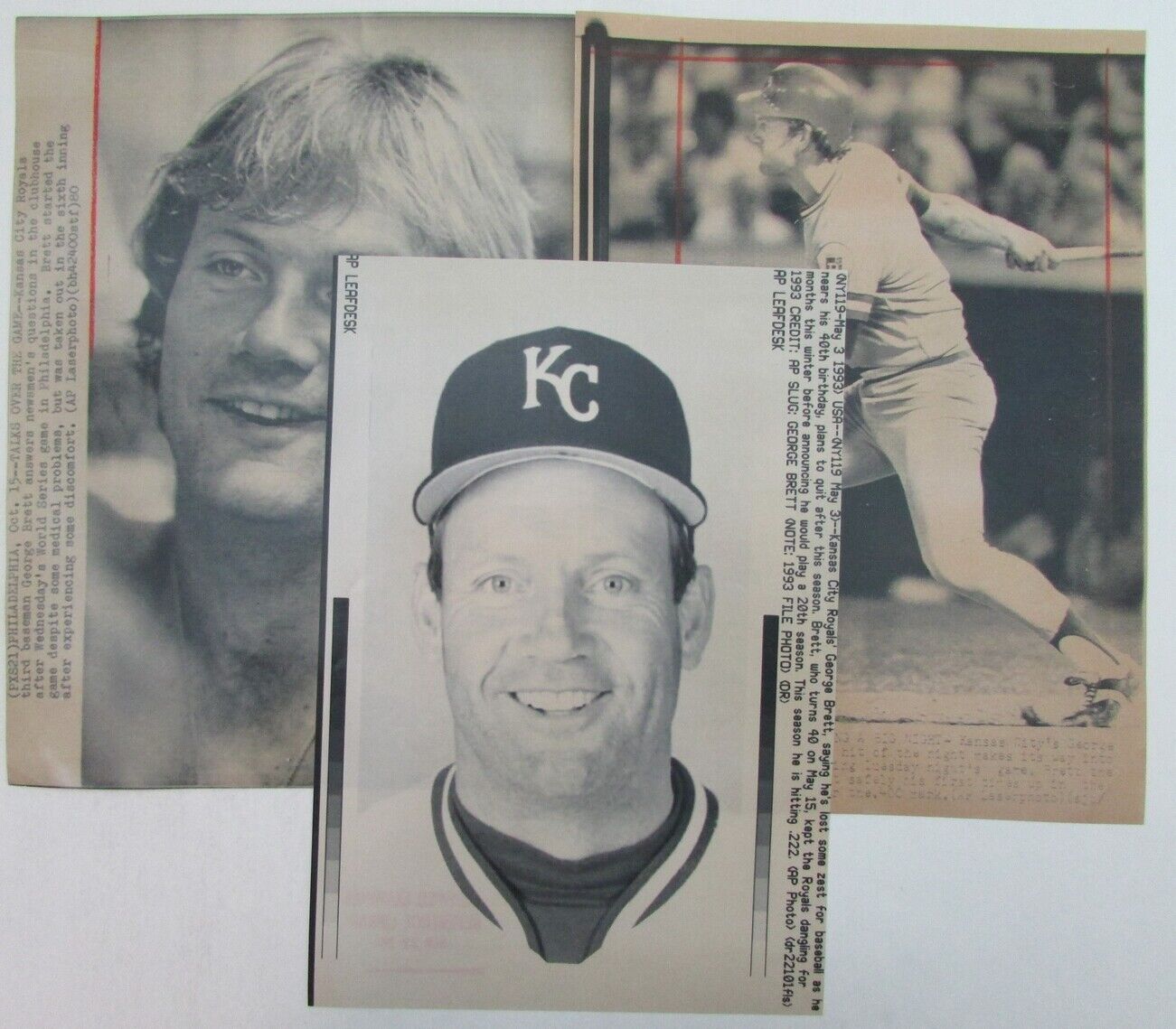 Lot of 6 George Brett Kansas City Royals 1980's-90's News Wire Photos 157379