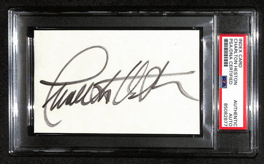 Charlton Heston Signed 3x5 Index Card "The Ten Commandments" PSA/DNA 184332