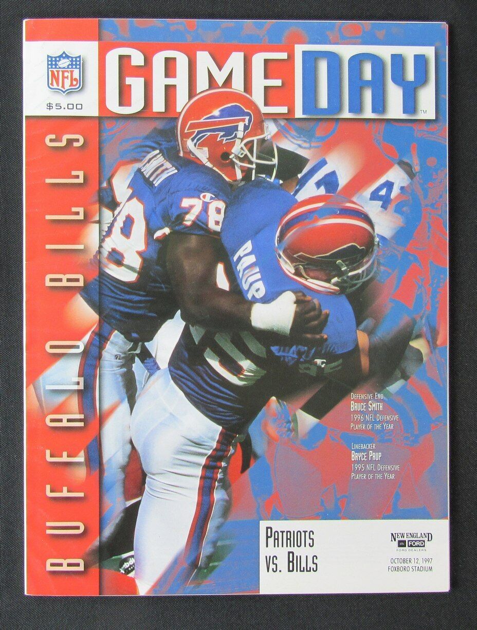 1997 New England Patriots vs. Buffalo Bills Program Bryce Paup 10/12