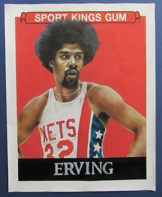 Julius Dr. J Erving HOF 24x30 Original Acrylic on Canvas Painting Nets 176780