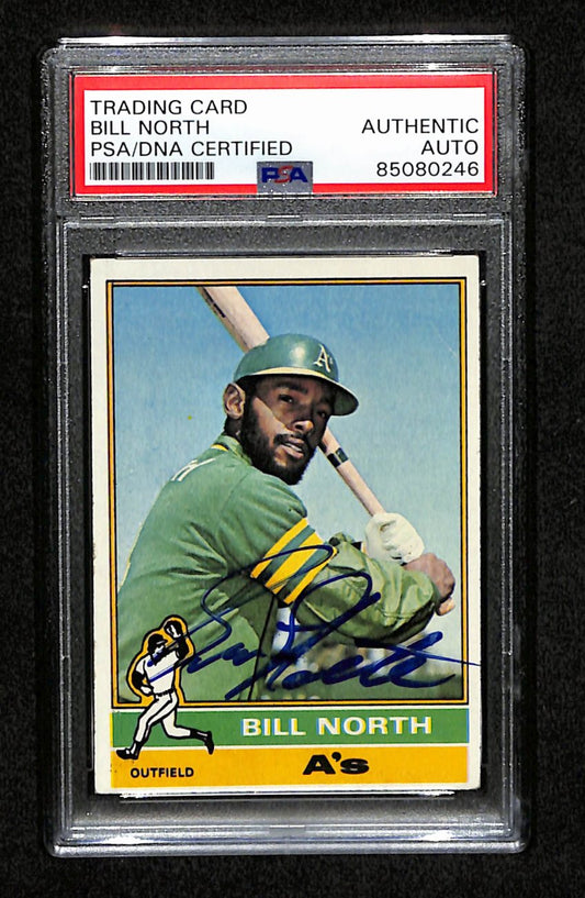 Bill North Signed 1976 Topps Card #33 Oakland A's PSA/DNA 184400