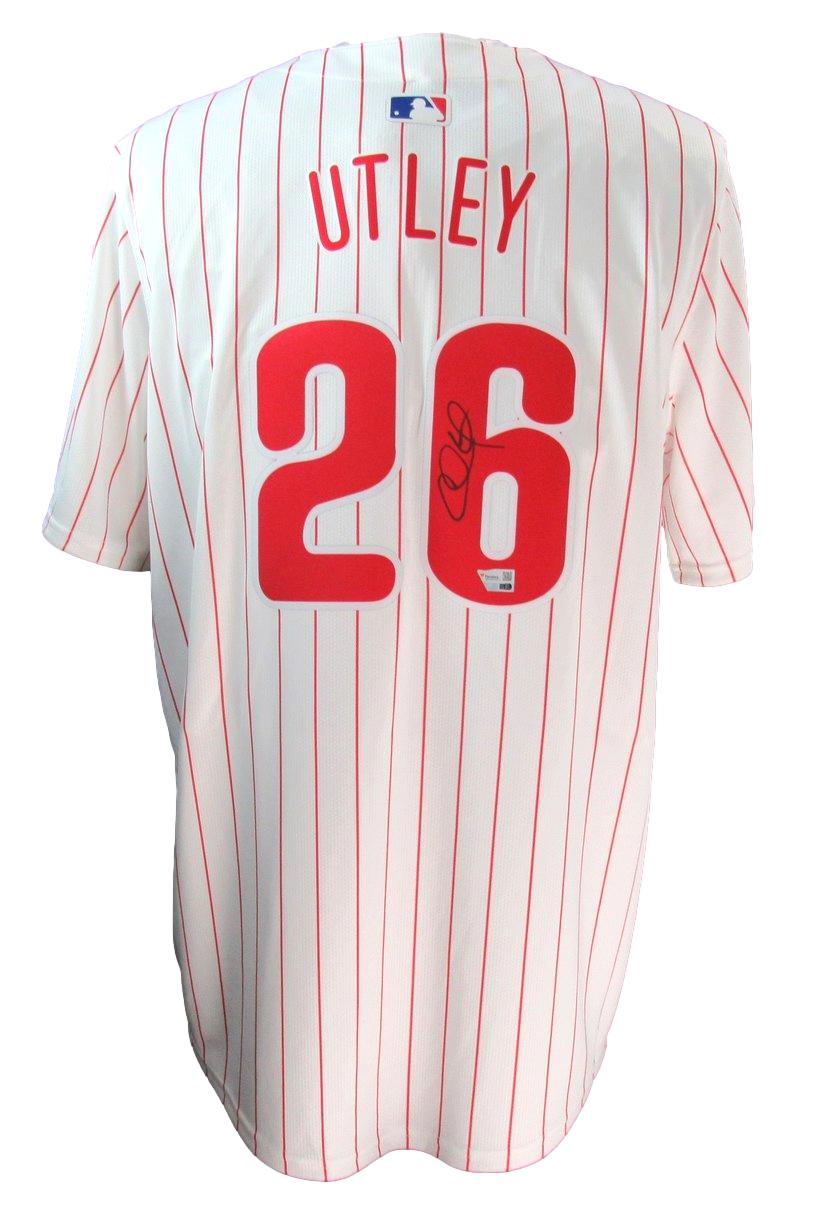 Chase Utley Signed White Nike Baseball Jersey Phillies Size XL Fanatics 187375