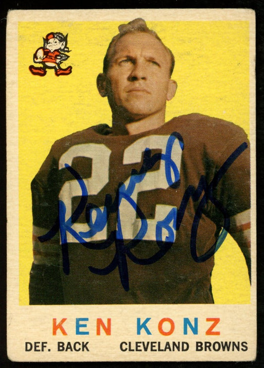 1959 TOPPS Football Card #54 Signed/Auto Ken Konz Cleveland Browns