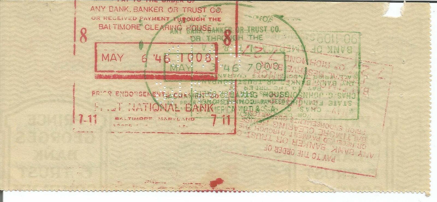 Clark Shaughnessy CHOF Signed/Autographed 1946 Bank Check 150336