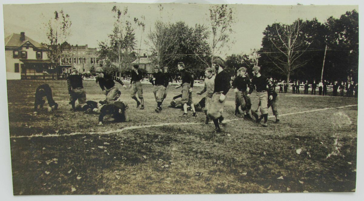 Vintage Postcard cropped with a picture of football game in old uniforms 140080