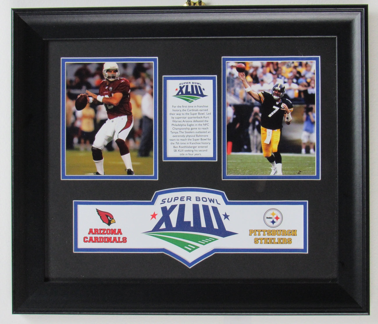 Warner/Roethlisberger Super Bowl XLIII 8x10 Photo Collage Framed 149120