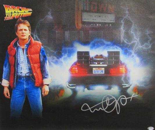 Michael J Fox Signed/Auto "Back to the Future" 22x26 Canvas Print PSA/DNA 165291