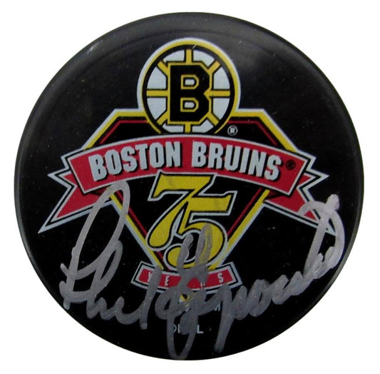 Phil Esposito HOF Signed/Auto Hockey Puck Boston Bruins JSA 186372