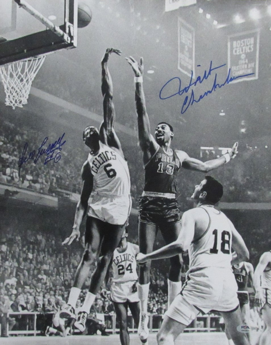 Wilt Chamberlain/Bill Russell Dual-signed 16x20 Photo PSA/DNA Grade 10 190525