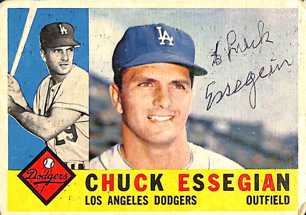 1960 TOPPS #166 Chuck Essegian Los Angeles Dodgers Signed/Auto Card 190974